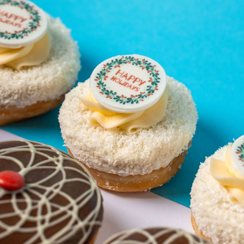 Corporate "Happy Holidays" Mini-boîte cadeau à beignets avec logo