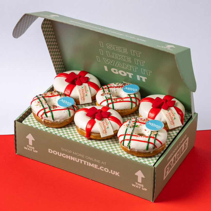 Corporate "Happy Holidays" Donut Geschenkbox mit Logo (vegan)