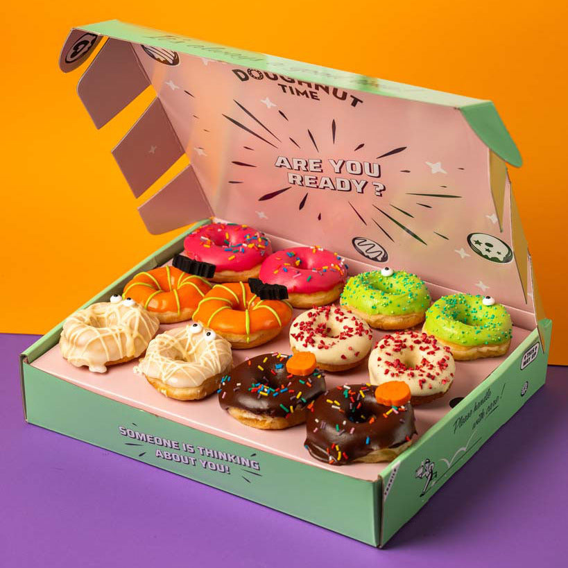Caja de regalo para mini donuts de Halloween sin gluten