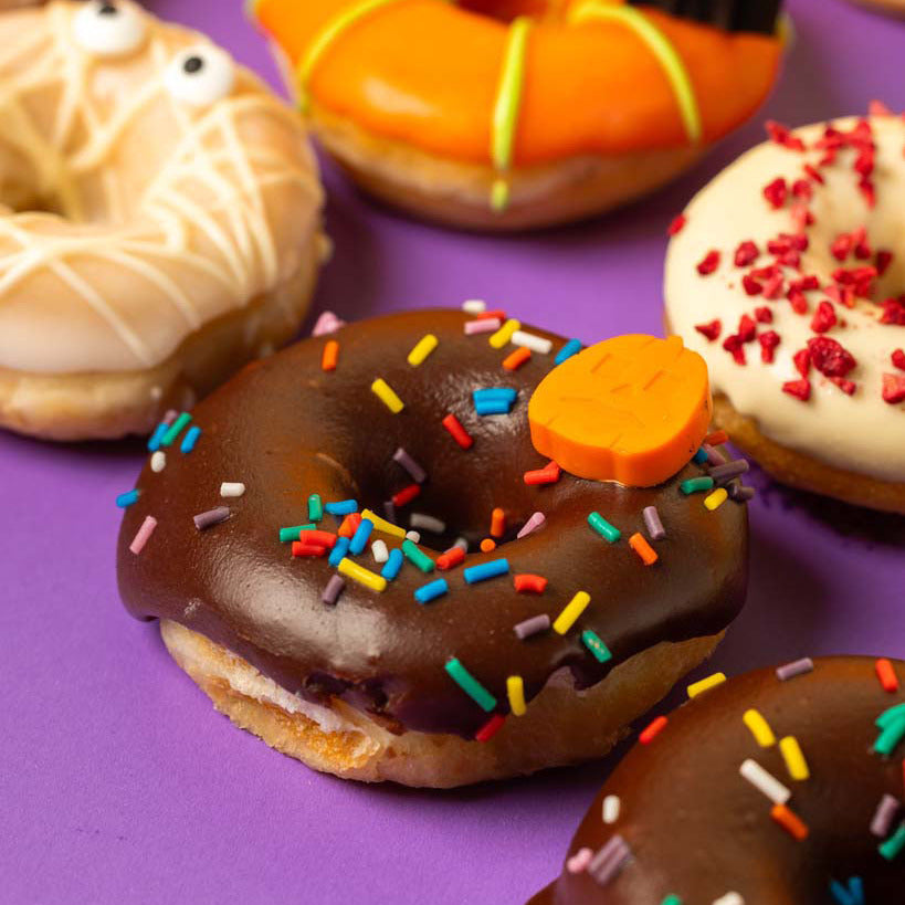 Caja de regalo para mini donuts de Halloween sin gluten