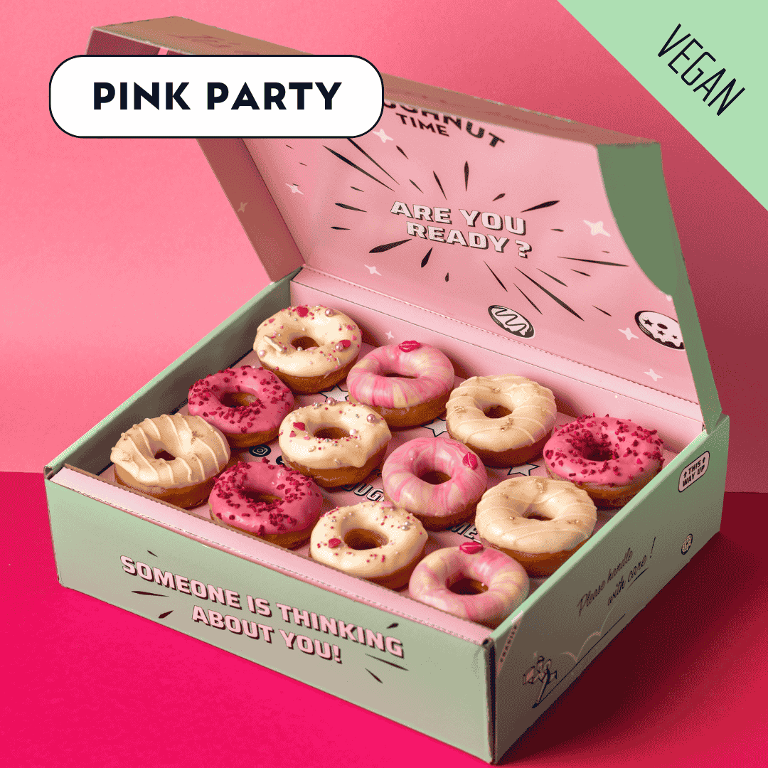 Vegane Mini-Donut Partyservice-Geschenkbox (96 Stück)