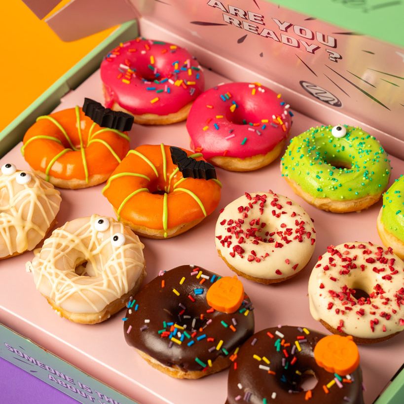 Caja de regalo para mini donuts de Halloween sin gluten