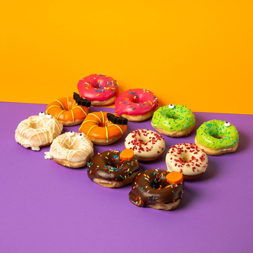 Caja de regalo para mini donuts de Halloween sin gluten